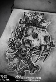 model de tatuaj cu șurub cu craniu manuscris