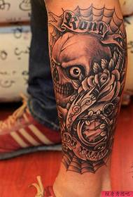 package calf skull pocket watch tattoo pattern