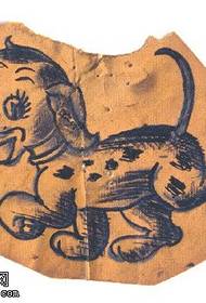 Modello del tatuaggio del cucciolo di cane manoscritto