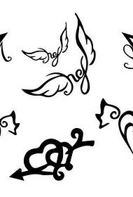 un disegno del tatuaggio con ali a stella a cinque punte