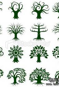 una serie di modelli di manoscritti tatuaggio albero