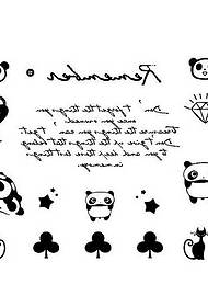totem cartoon Panda tatuagem manuscrito