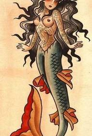 Manoscrivi un modello di tatuaggio a sirena