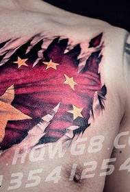 klasszikus ötcsillagos vörös zászló tetoválás minta
