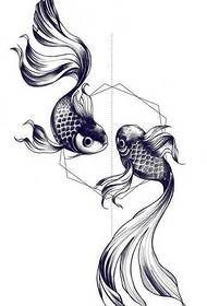manoscritto bellissimo modello di tatuaggio di pesce rosso