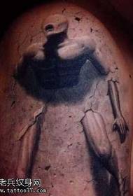 rankos 3D akmeniu drožiančio žmogaus tatuiruotės modelis