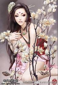 beautiful beautiful lady manuscript tattoo pattern