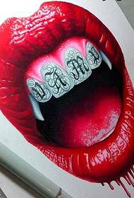 manuscript alternative lip tattoo pattern