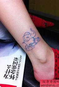 girls legs small Cute line baby elephant tattoo pattern