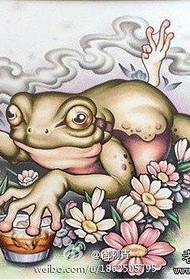 рукопис татуювання жаби для паління та пиття