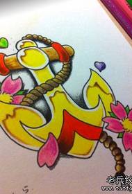 Manoscritto del tatuaggio dell'ancora di colore