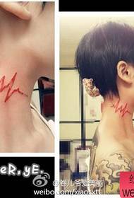 девојка на врату прелепи популарни узорак тетоважа ЕКГ-а
