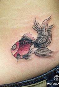 girls waist small and beautiful little goldfish tattoo pattern