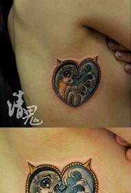 გოგონების მხარეს წელის cute პატარა ბეჭედი tattoo ნიმუში