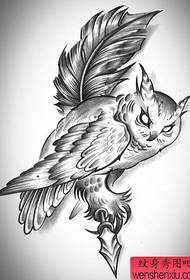 поп класичний чорно-білий рукопис татуювання сови