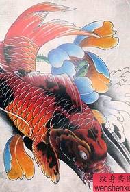 美しい色のイカと蓮のタトゥー原稿