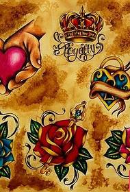 人気の人気のあるバラの愛のロックとキーのタトゥーパターンのグループ