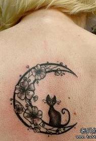 tytöt takaisin suosittu klassinen kuu ja kissanpentu tatuointi malli