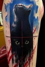 Un modello di tatuaggio di gatto a getto d'inchiostro molto elegante