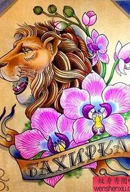 un modello di tatuaggio in stile leone europeo e americano