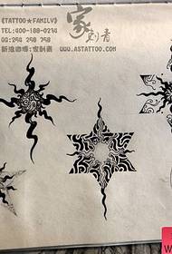 a set of classic popular sun and six-pointed star tattoo manuscript