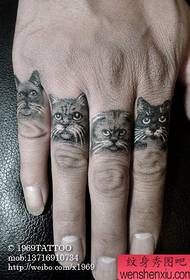 modello di tatuaggio di ragazzo carino gatto pop dito