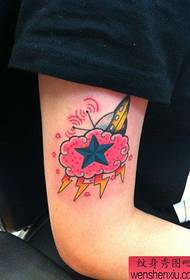 Aarm populär schéine Pentagram Blitz a kleng Raumschëff Tattoo Muster