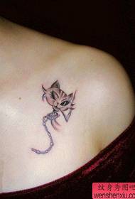 beauty chest cute little cat tattoo pattern