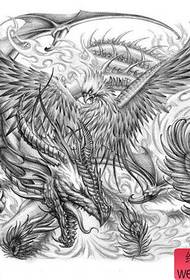 flott klassík af evrópskum og amerískum dreka og Phoenix húðflúrhandriti