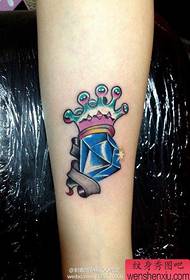 girl favorite crown and diamond tattoo pattern