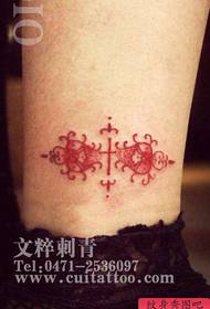 girl calf small vine tattoo pattern