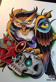 流行的酷貓頭鷹紋身圖案