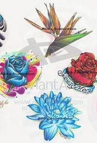 en gruppe af smukke og smukke blomster tatoveringsmanuskript