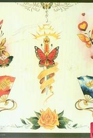 en gruppe populære populære små fans, sommerfugler, roser tatoveringsdesign