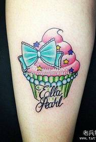 Tattoo show picture release a small fresh cake bow tattoo pattern