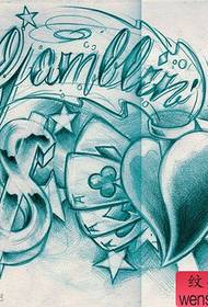 un pupulare manuscrittu di tatuatu di croce d'amore