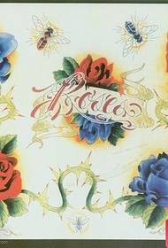 un gruppo di famosi manoscritti di tatuaggi di rose di colore popolare