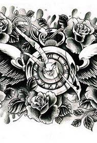 un modello di tatuaggio rosa ali di orologio da tasca meravigliosamente popolare
