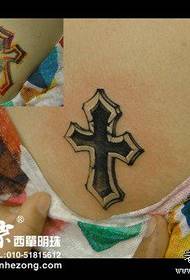 meisje terug kleine klassieke cross tattoo patroon