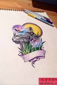 a classic cat tattoo manuscript