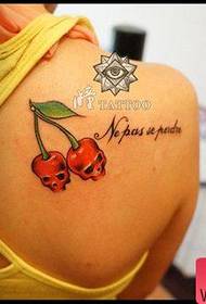 meisjes schouders klein klassiek Cherry schedel tattoo patroon