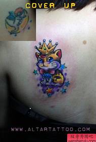 ομορφιά πίσω χαριτωμένο μοτίβο τατουάζ γατάκι