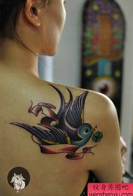 girls shoulders cute fashion little swallow tattoo pattern