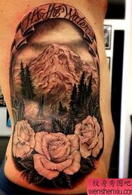 Recommended a side waist landscape rose tattoo pattern