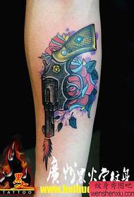 male legs classic handsome pistol and rose tattoo pattern