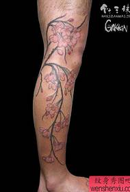 male legs beautifully popular Peach flower tattoo pattern