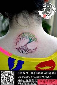 szyja dziewczyna popularny piękny wzór totem małe drzewo tatuaż