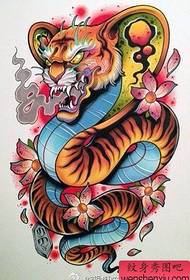 クールな人気の虎の頭のタトゥーパターン