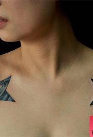 Fermoso clavícula popular esquisito patrón de tatuaxes de estrelas de cinco puntas estrelladas