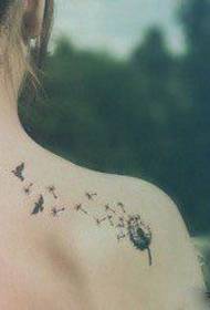 modello del tatuaggio del dente di leone di moda sulla spalla della ragazza